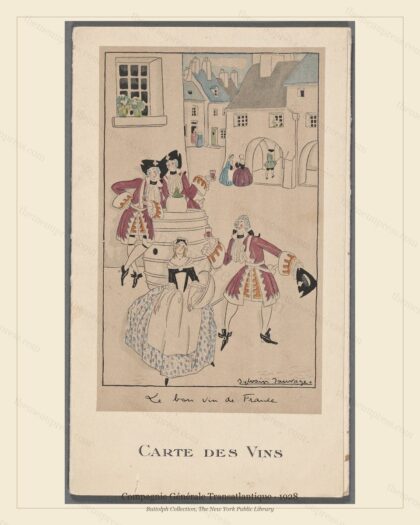 Vintage menu preview — Compagnie Générale Transatlantique · Carte des Vins · 1928