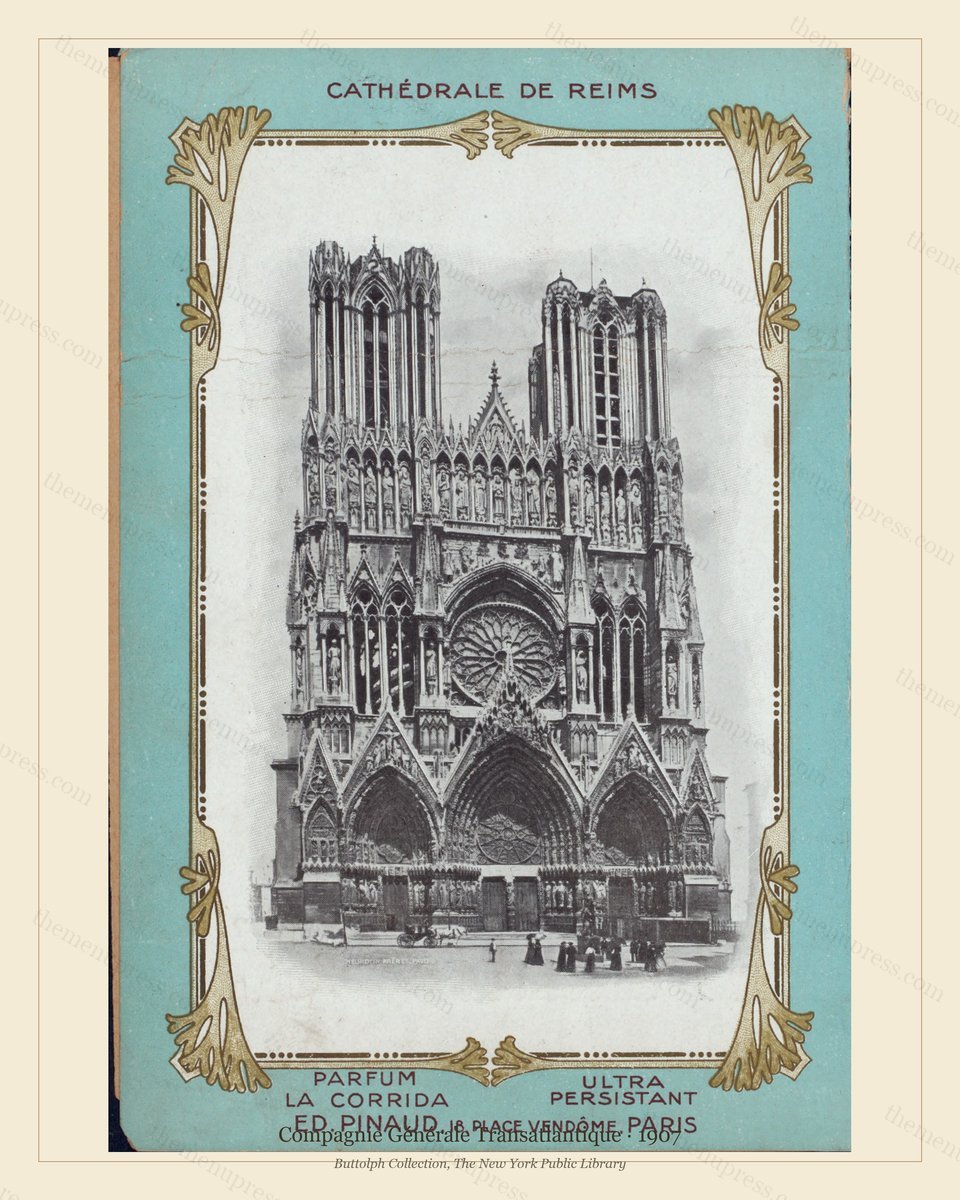 Vintage menu preview — Compagnie Générale Transatlantique · Cathédrale de Reims · 1907