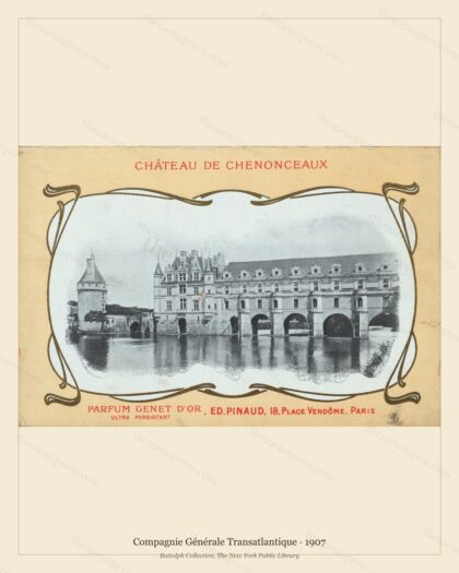 Vintage menu preview — Compagnie Générale Transatlantique · Château de Chenonceau · 1907