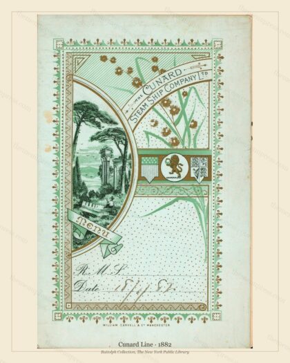 Vintage menu preview — Cunard Line · 1882