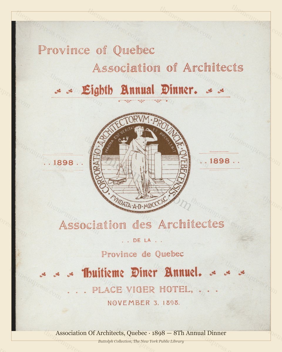 Vintage menu preview — 1898 Vintage Dinner Menu — Association of Architects, Canadian Pacific Hotel (Co