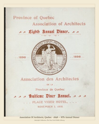 Association Of Architects, Quebec · 1898 — 8Th Annual Dinner