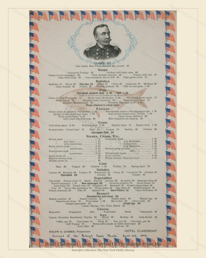Vintage menu preview — 1899 Vintage Dinner Menu — Hotel Claremont, International Grand Hotel (Complete