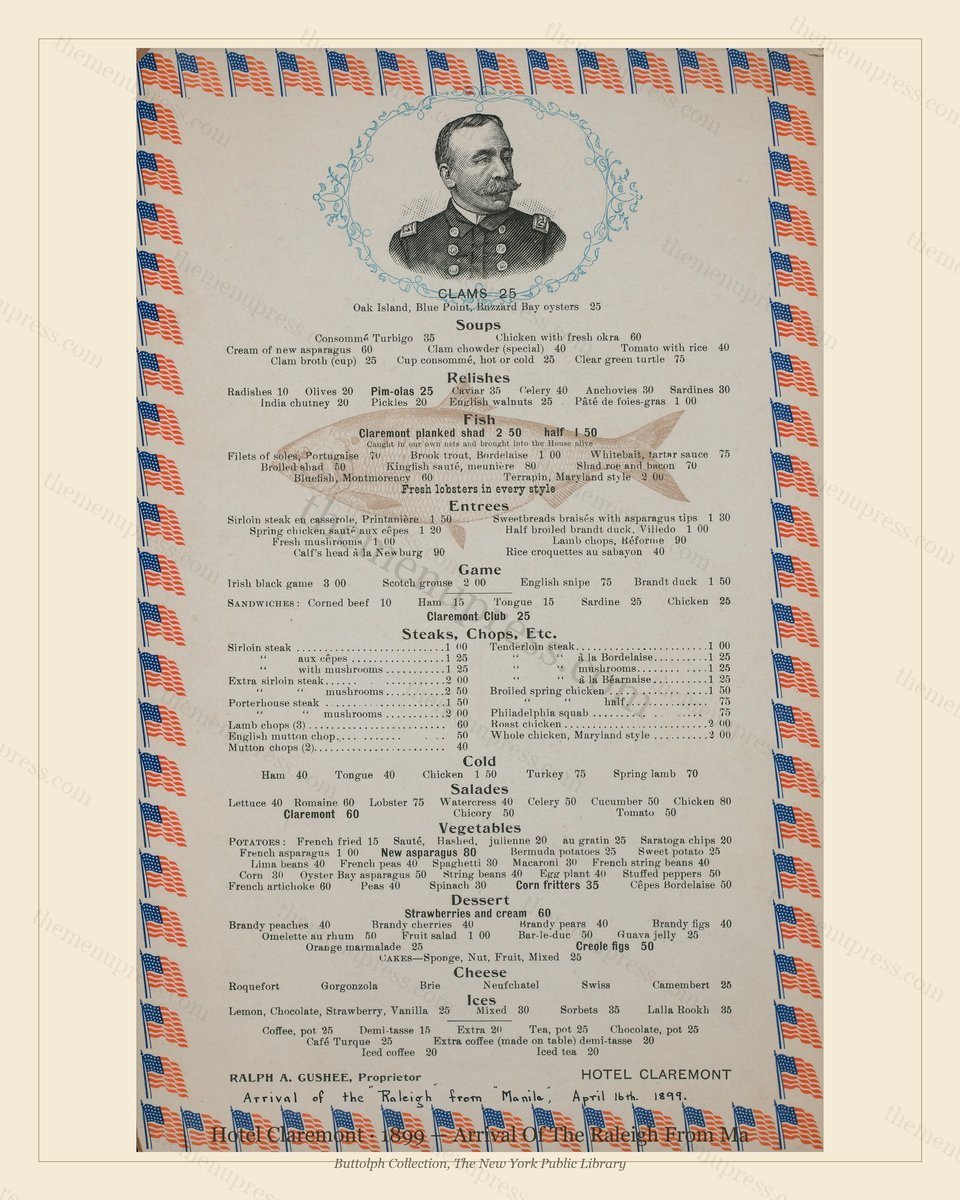 Vintage menu preview — 1899 Vintage Dinner Menu — Hotel Claremont, International Grand Hotel (Complete