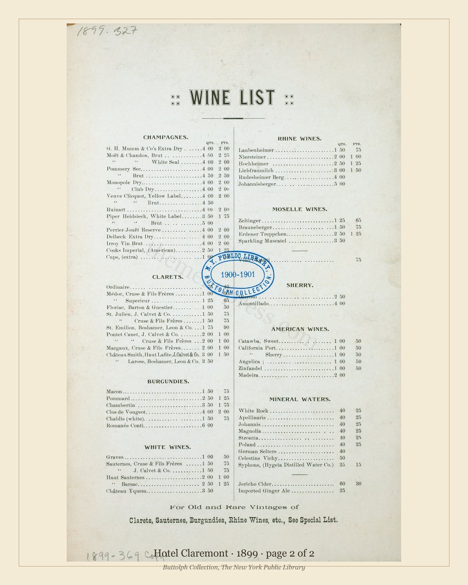 Vintage menu — page 2 of 2