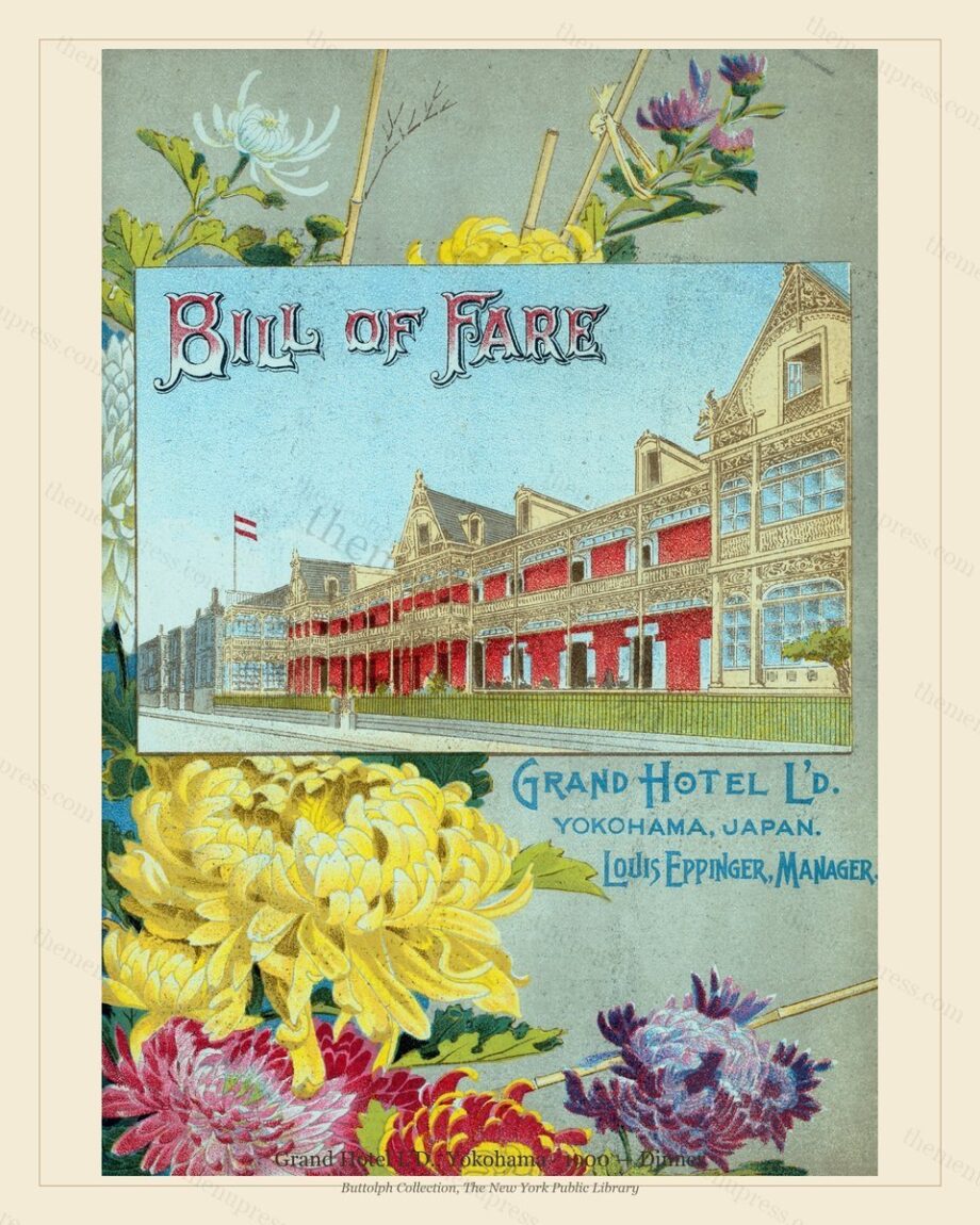 Vintage menu preview — 1900 Vintage Dinner Menu — Grand Hotel L'D, Imperial Japan (Complete 4-Page Arch