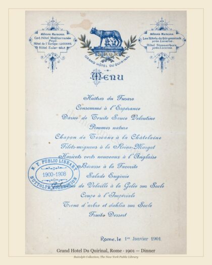 Grand Hotel Du Quirinal, Rome · 1901 — Dinner