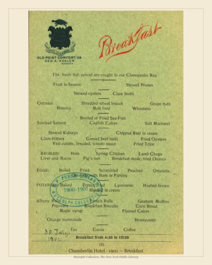 Chamberlin Hotel · 1901 — Breakfast