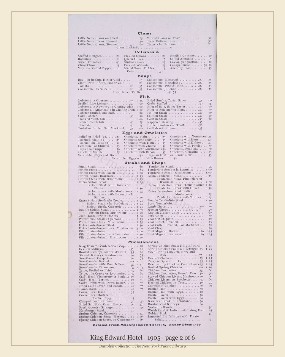 Vintage menu — page 2 of 6