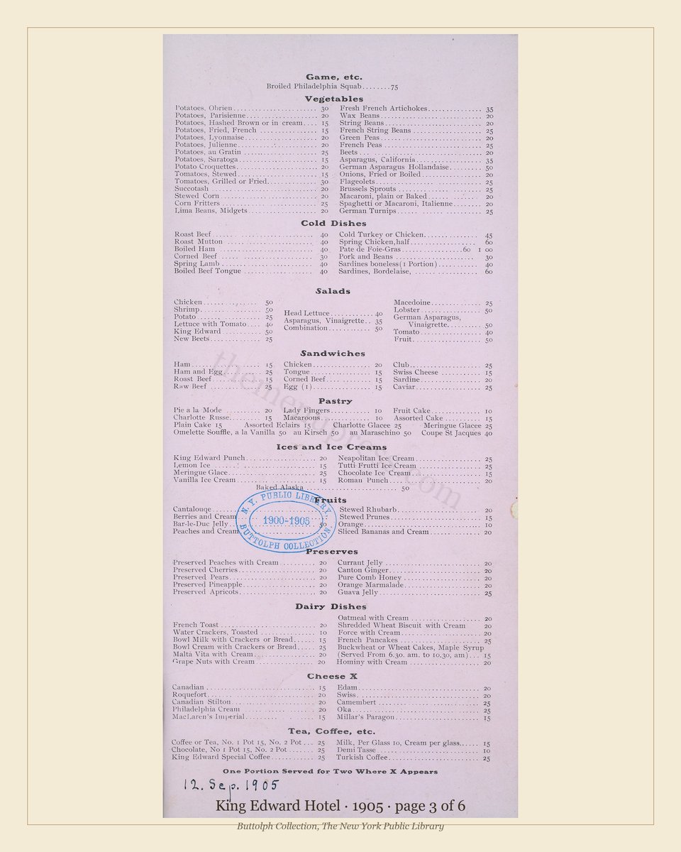 Vintage menu — page 3 of 6