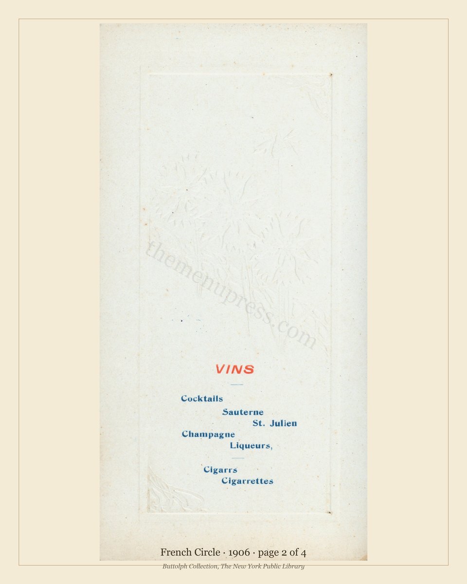 Vintage menu — page 2 of 4