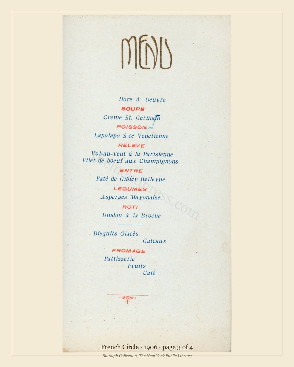 Vintage menu — page 3 of 4