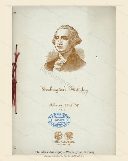Vintage menu preview — 1907 Vintage Dinner Menu — Hotel Alexandria, International Grand Hotel (Complete