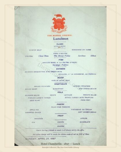 Vintage menu preview — 1897 Vintage Lunch Menu — Hotel Chamberlin, International Grand Hotel (Complete
