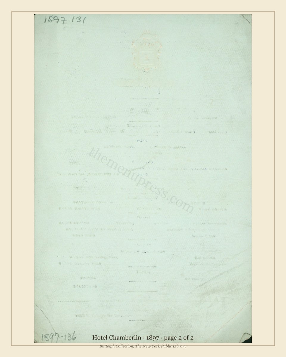 Vintage menu — page 2 of 2