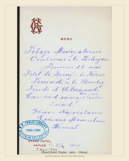 Grand Hotel, Naples · 1900 — Dinner