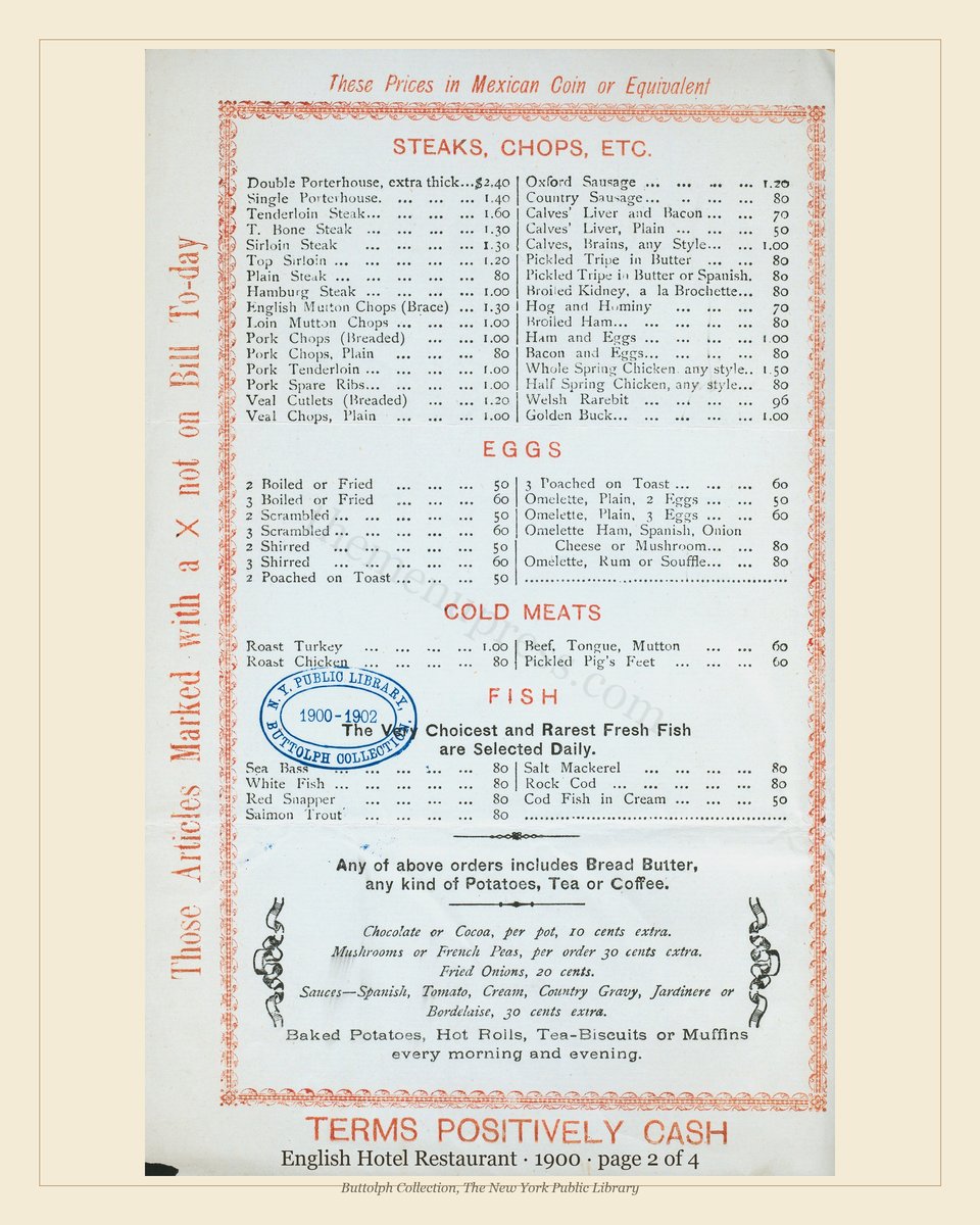 Vintage menu — page 2 of 4