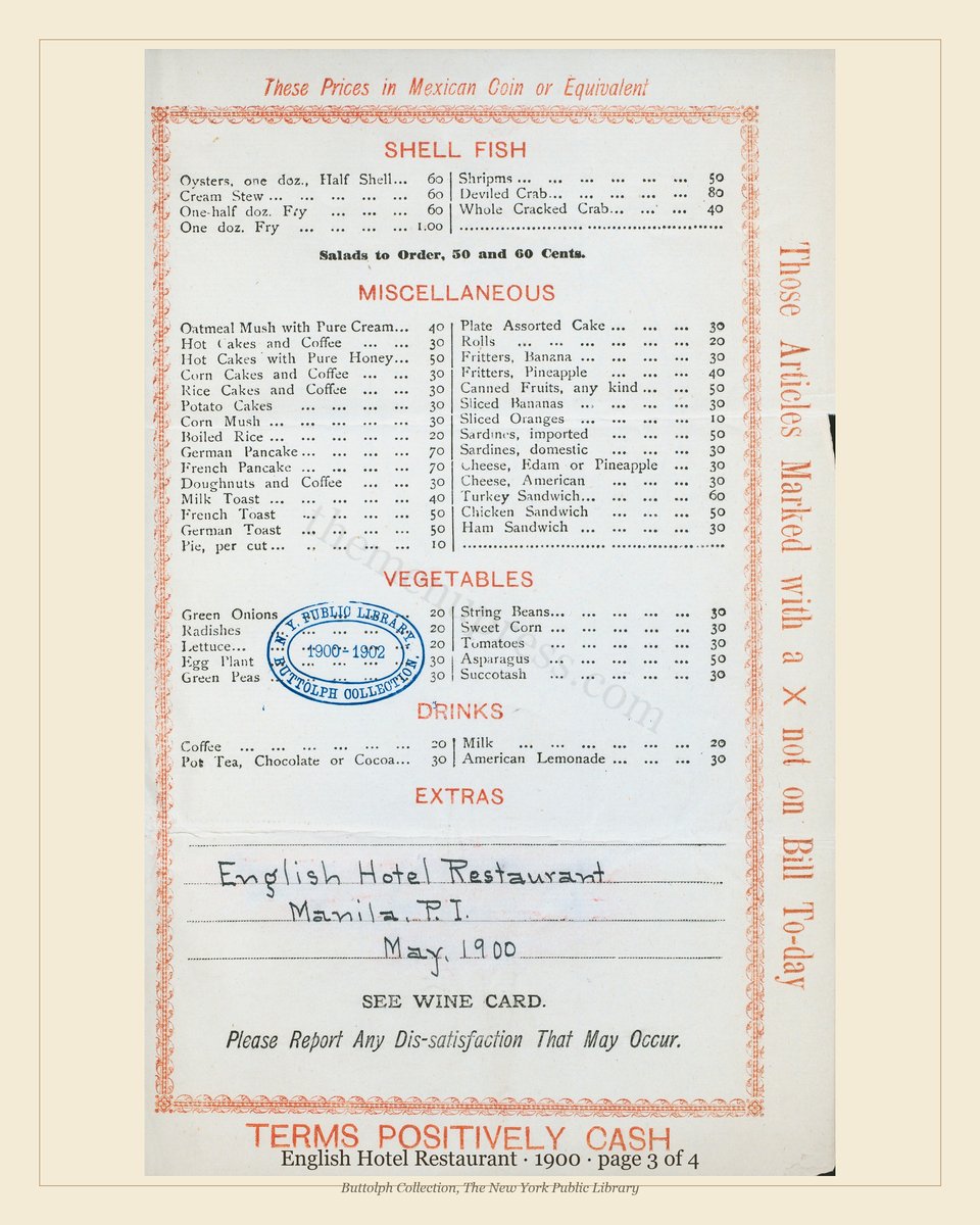 Vintage menu — page 3 of 4