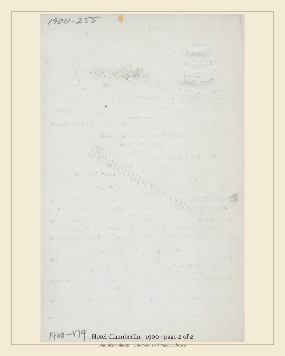 Vintage menu — page 2 of 2