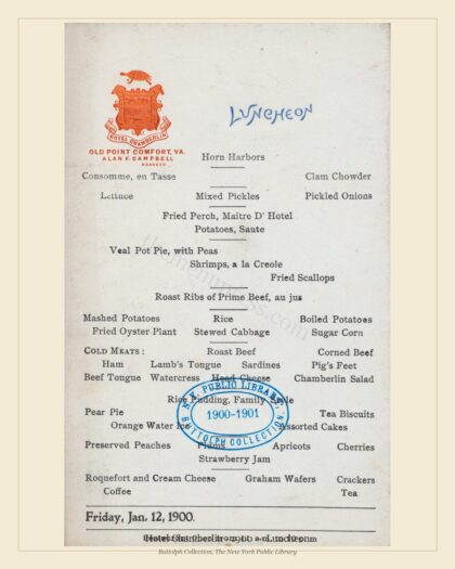 Hotel Chamberlin · 1900 — Luncheon
