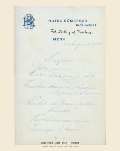 Romerbad Hotel · 1901 — Supper