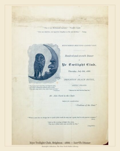 Xtye Twilight Club, Brighton · 1886 — I107Th Dinner