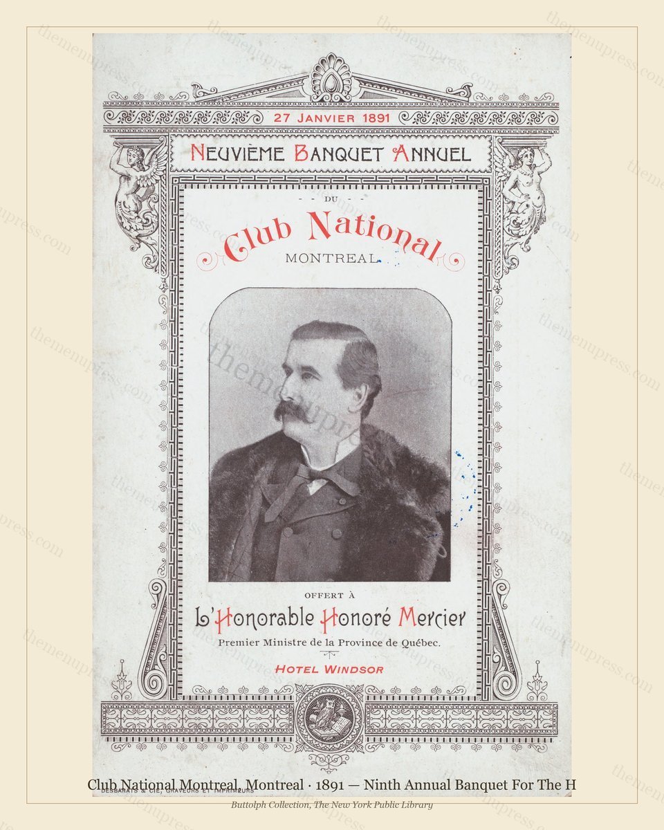 Vintage menu preview — 1891 Vintage Banquet Menu — Club National Montreal, Canadian Pacific Hotel (Comp