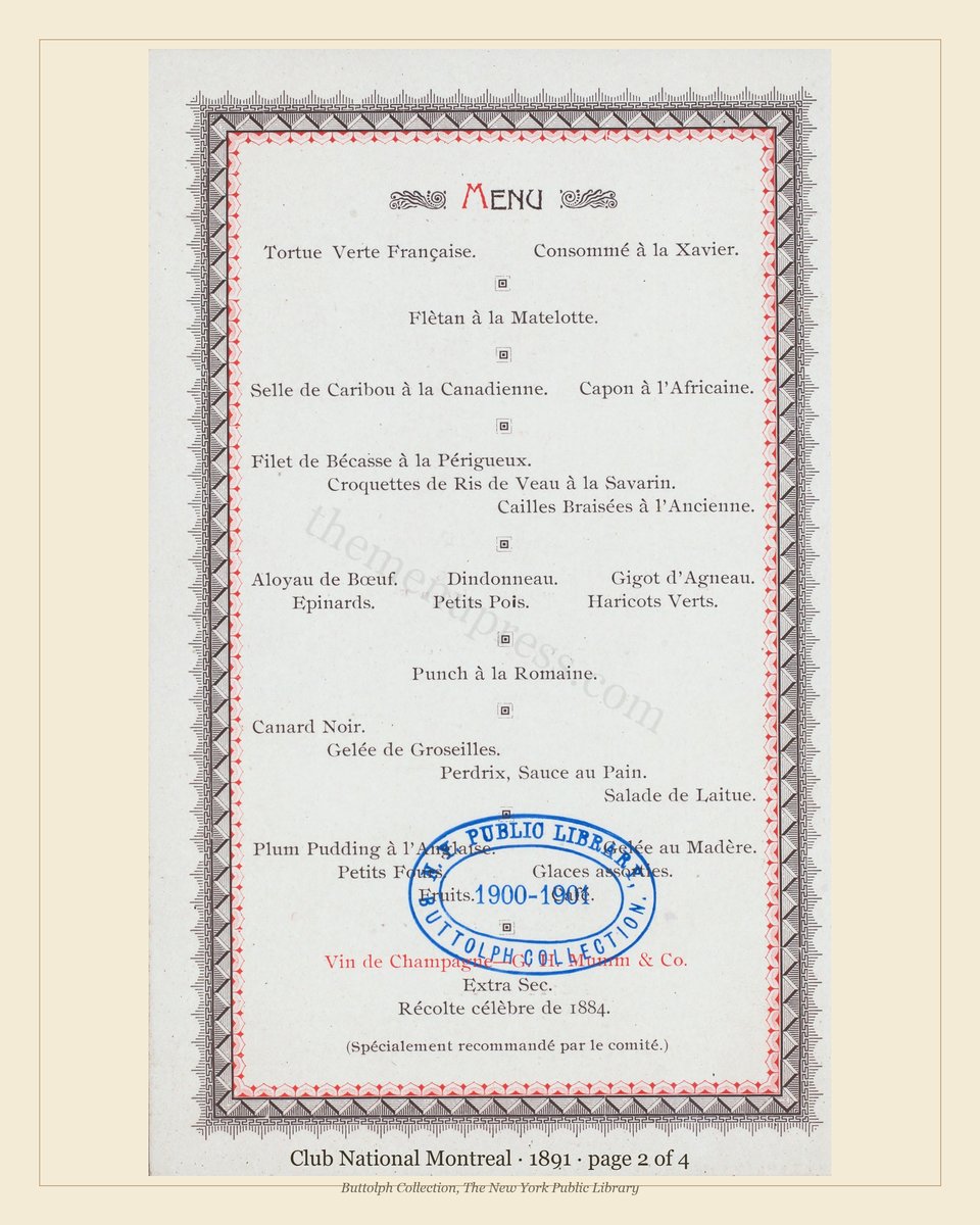Vintage menu — page 2 of 4