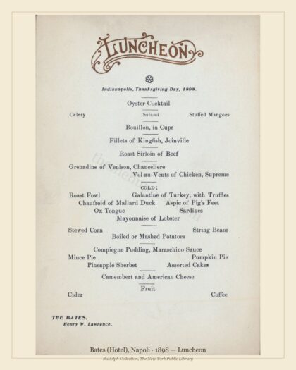 Bates (Hotel), Napoli · 1898 — Luncheon