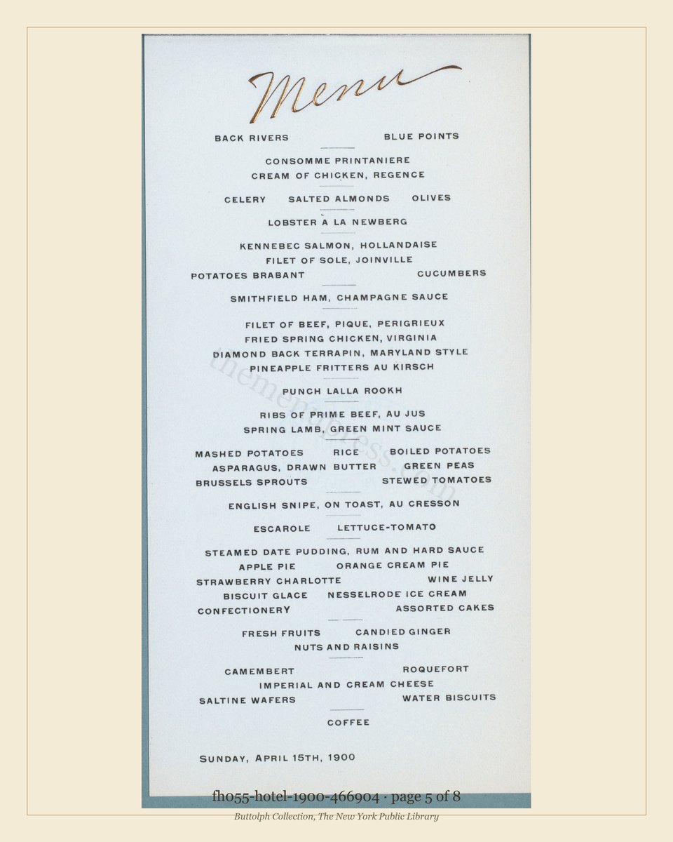 Vintage menu — page 5 of 8