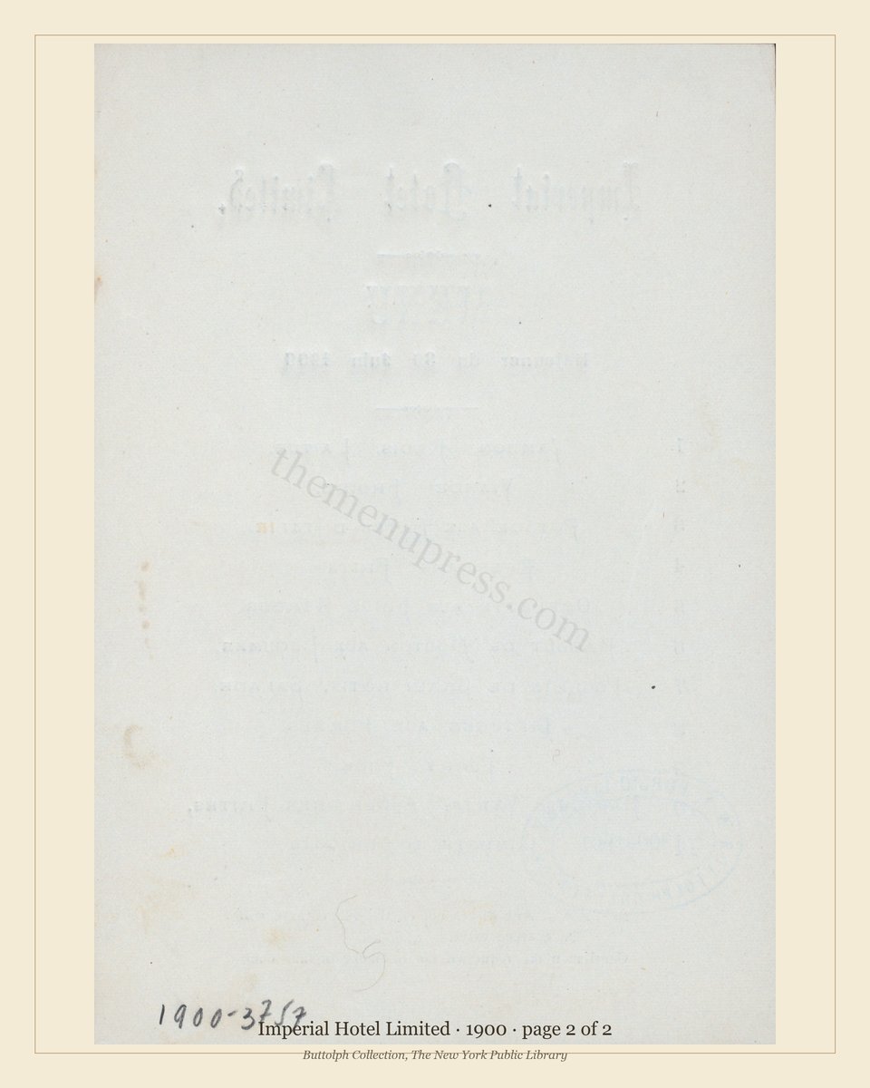 Vintage menu — page 2 of 2
