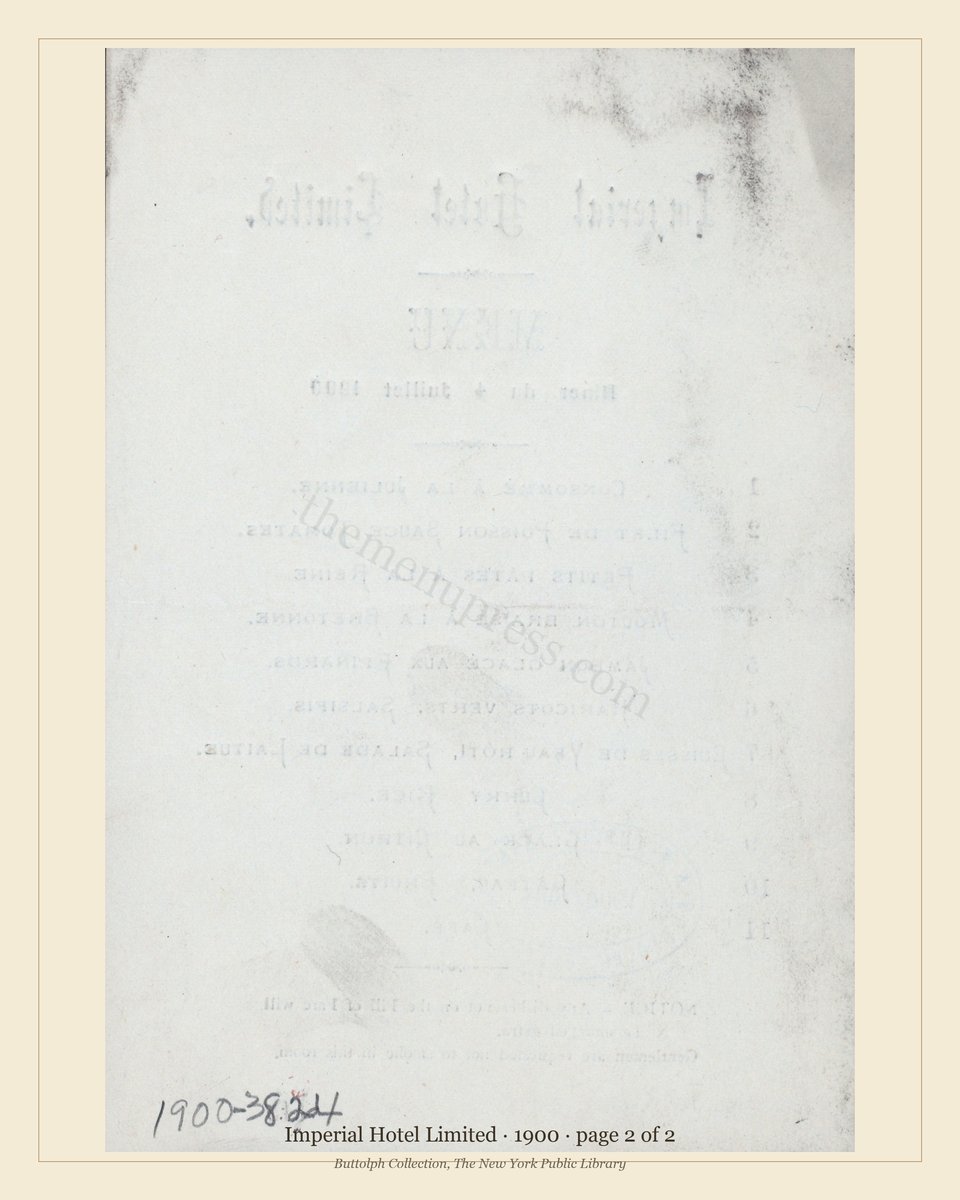 Vintage menu — page 2 of 2