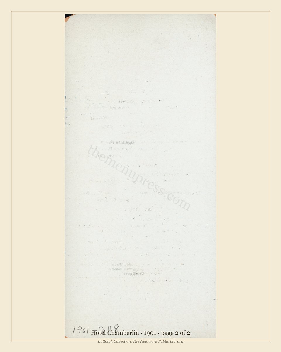 Vintage menu — page 2 of 2