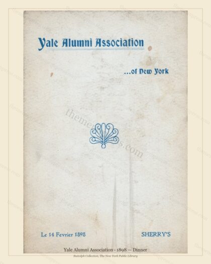 Vintage menu preview — 1898 Vintage Dinner Menu — Sherry'S, New York, Ny, Classic NYC French Restaurant