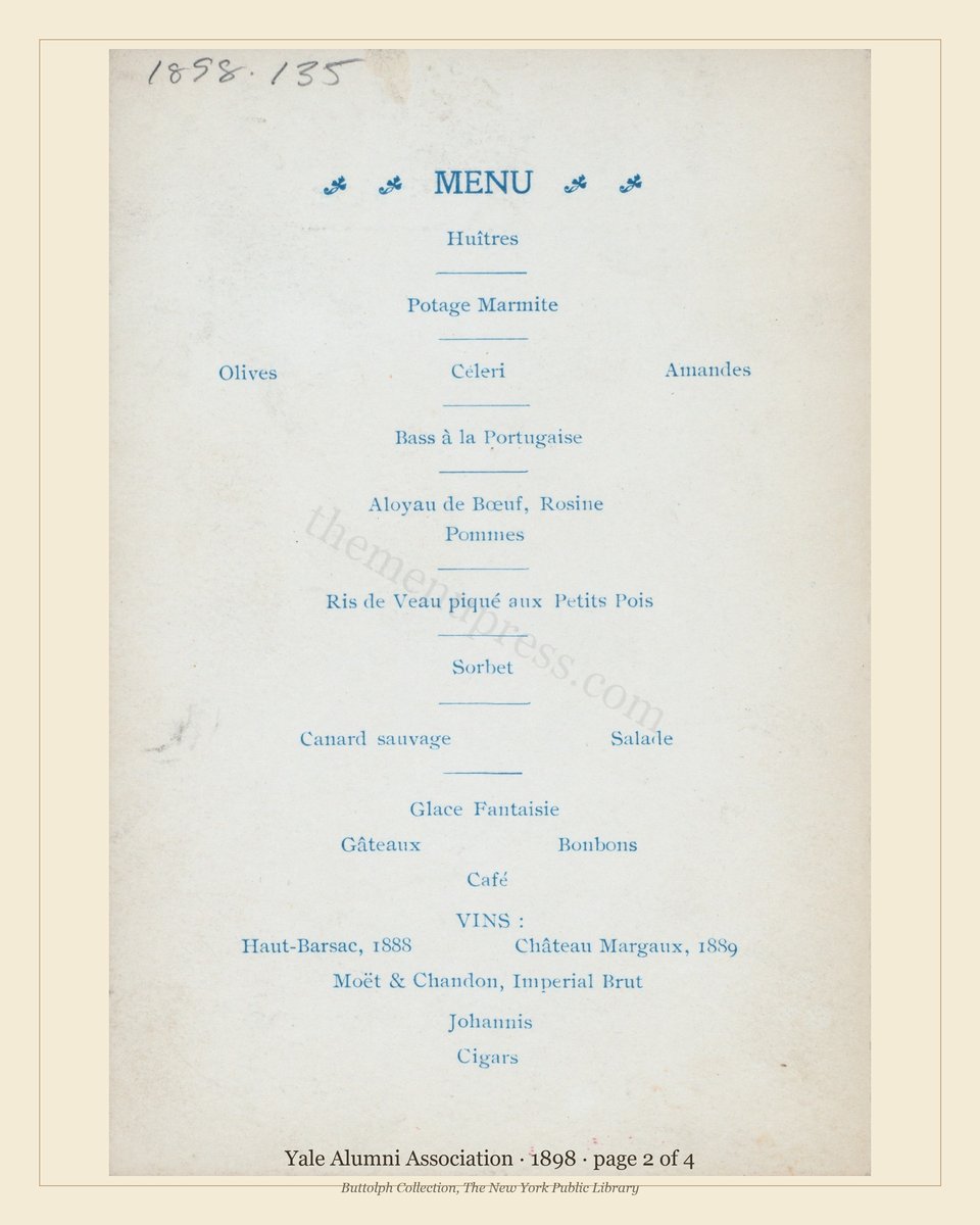 Vintage menu — page 2 of 4