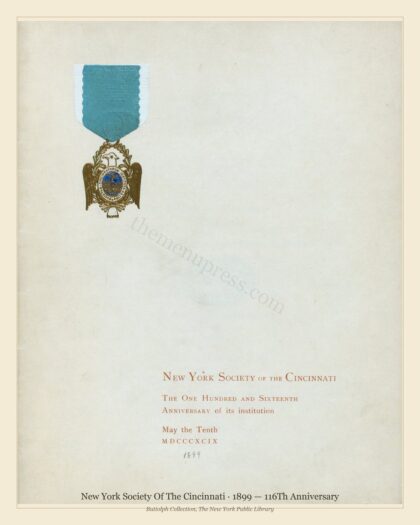 New York Society Of The Cincinnati · 1899 — 116Th Anniversary