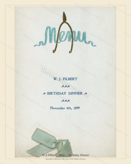 Vintage menu preview — 1899 Vintage Dinner Menu — Central Restaurant,Liberty St.Ny, Classic NYC French