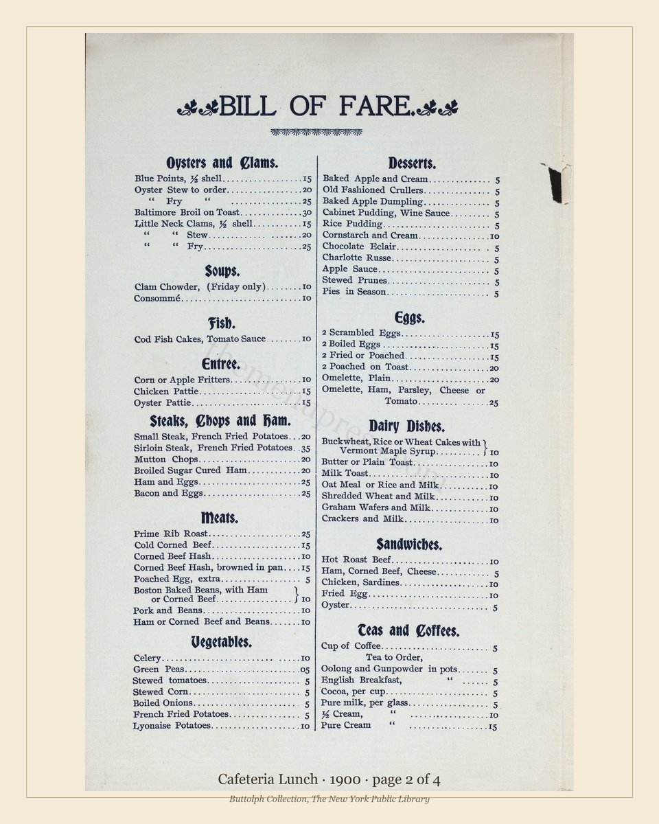 Vintage menu — page 2 of 4