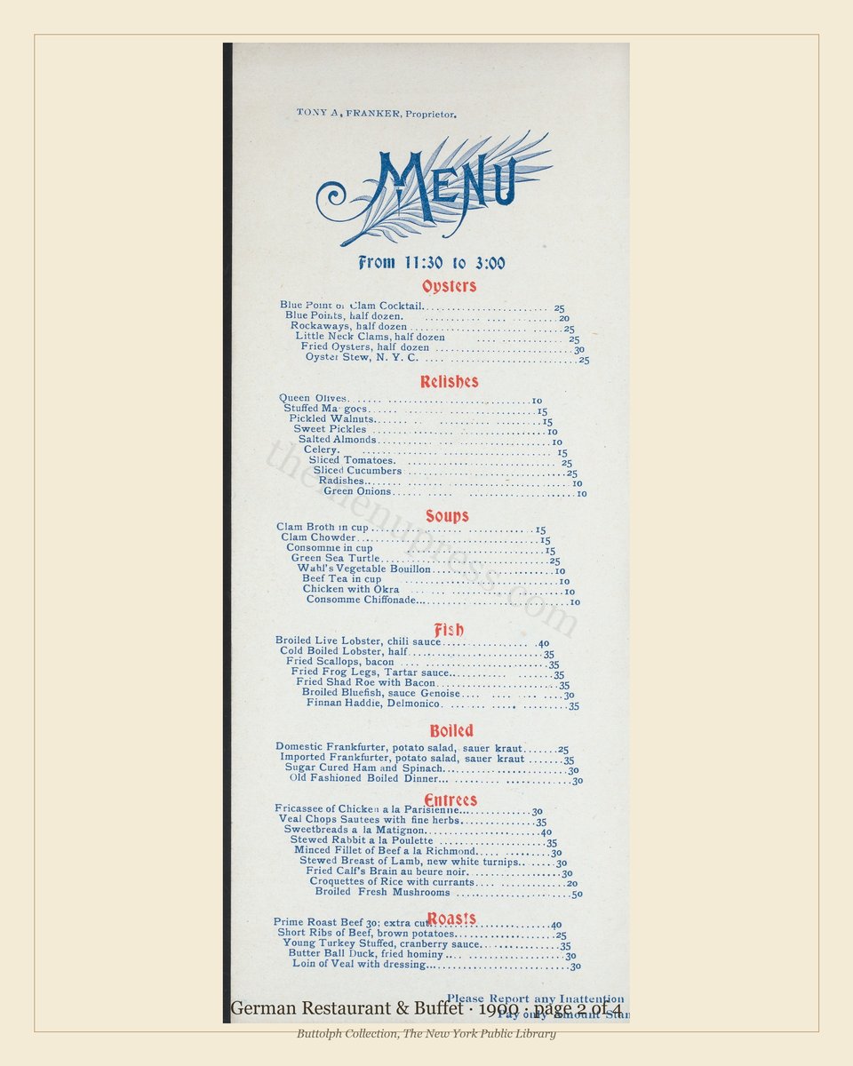 Vintage menu — page 2 of 4