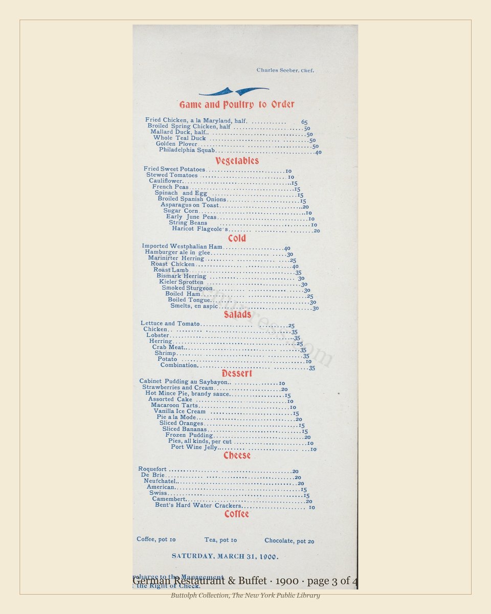 Vintage menu — page 3 of 4