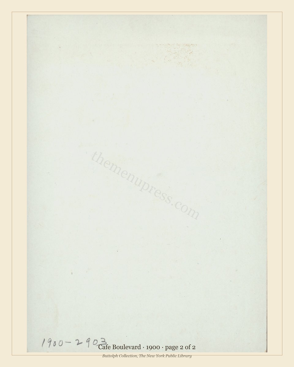 Vintage menu — page 2 of 2