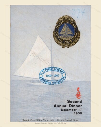 Vintage menu preview — 1900 Vintage Dinner Menu — Shanley'S Roman Court, New York, Ny, Classic NYC Fren