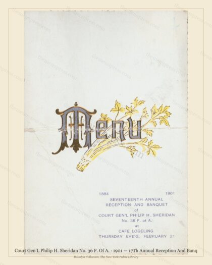Vintage menu preview — 1901 Vintage Banquet Menu — Cafe Logeling, Classic NYC French Restaurant (Comple