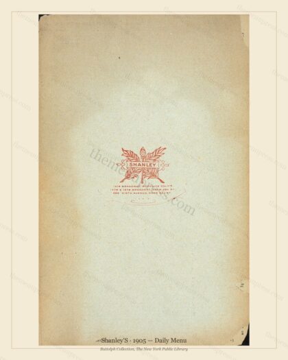 Vintage menu preview — 1905 Vintage Dinner Menu — New York, Ny, Classic NYC French Restaurant (Complete