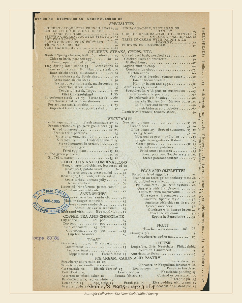 Vintage menu — page 3 of 4