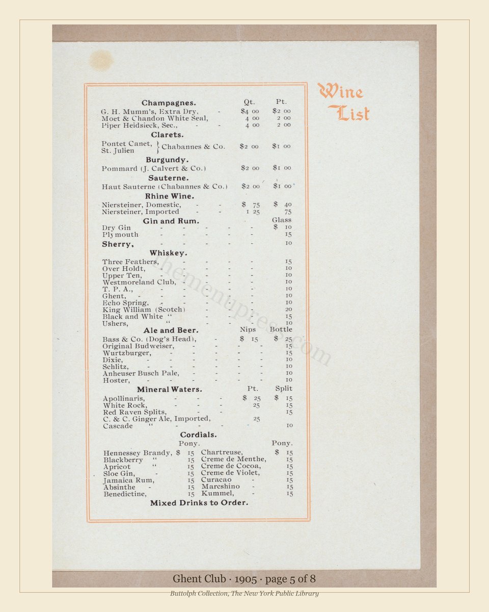 Vintage menu — page 5 of 8