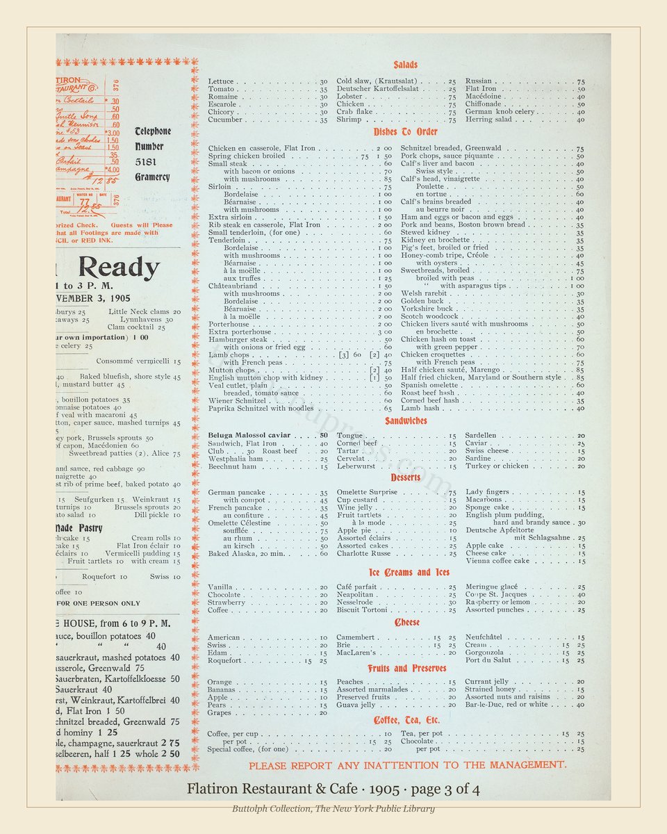 Vintage menu — page 3 of 4