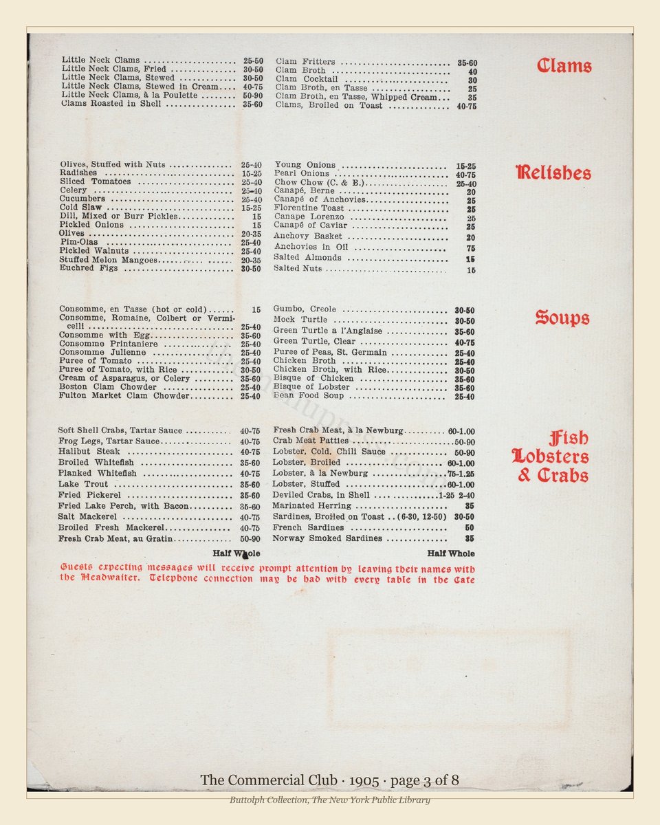 Vintage menu — page 3 of 7