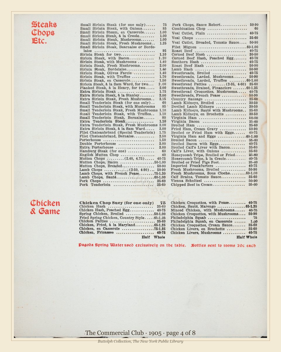 Vintage menu — page 4 of 7