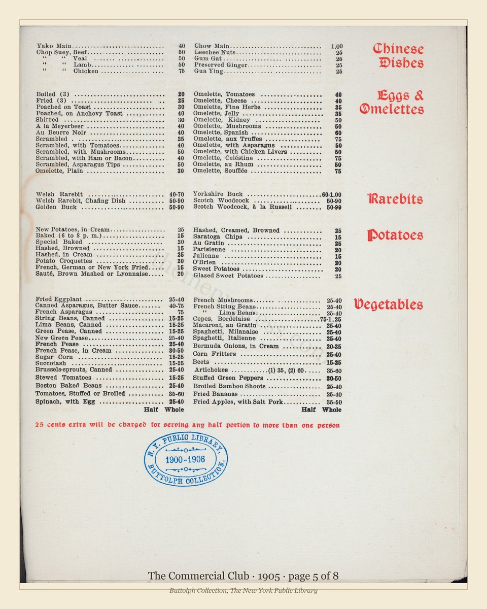 Vintage menu — page 5 of 7